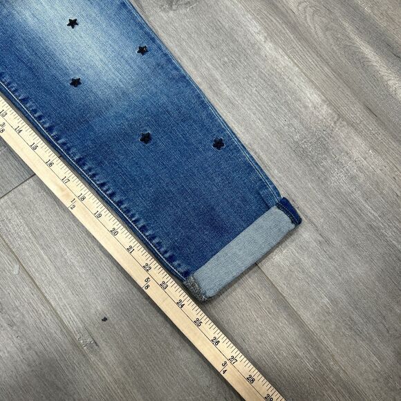 Mavi Womens Size 27 Ada Mid Rise Blue Denim Boyfriend Jeans Star Pattern NWT - Picture 8 of 10